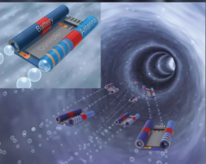 微型電子機(jī)器人通過射出雙噴射氣泡實(shí)現(xiàn)移動(dòng)